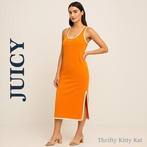 Juicy Couture Terrycloth Tank Midi Dress Mango M Y2K Sporty Retro Resortwear